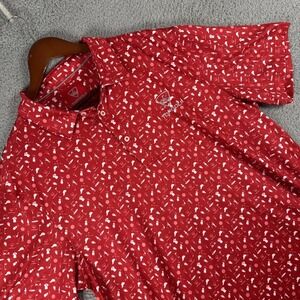 Top Golf Polo Shirt Mens XL Red Short‎ Sleeve Performance Geometric